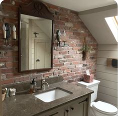 Brick Veneer, Farms Living, Primitive Decor, Basement Remodeling, Primitive Decorating, Accent Wall, Timeless Fashion