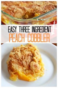 this easy three ingredient peach cobbler is the perfect side dish for any summertime gathering