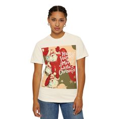 This retro Christmas T-shirt features an old Santa design, making it perfect for those looking to add a festive touch to their holiday wardrobe. It gives off a nostalgic vibe, giving the wearer a feeling of joy and warmth. Ideal for Christmas enthusiasts and those who appreciate vintage holiday style. Perfect for holiday parties, Christmas gatherings, and spreading cheer during the festive season. Product features - Available in sizes S to 4XL for the perfect fit - Durable double-needle stitching on all seams - Garment-dyed fabric for a soft color and texture - Made with 100% ring-spun US cotton for comfort - Relaxed fit and crew neckline for both casual and semi-formal settings Care instructions - Machine wash: cold (max 30C or 90F) - Do not bleach - Tumble dry: low heat - Iron, steam or Vintage Christmas Santa, Christmas Party Outfit, Retro Holiday, Christmas Gathering, St Nick, Festival Shirts, Retro Mode, Holiday Wardrobe, Holiday Style