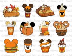 mickey mouse food and drink clipart set