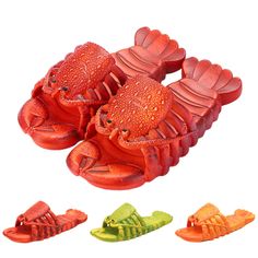 three different types of plastic crab toys