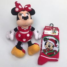 Both Items Are Included Super Cute Minnie Mouse Is In Excellent Condition Socks Fit Size 4-10 Bundle And Save Fun Red Socks For Gifts, Red Novelty Socks For Winter, Novelty Red Socks For Winter, Cute Red Socks For Gifts, Playful Red Socks For Winter, Playful Red Winter Socks, Cute Christmas Gift Socks, Pete From Mickey Mouse, Disney Monogram