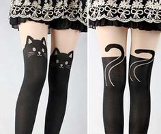 The black cat stocking will bring you anything but bad luck - unless you happen to cross your legs. They're the stylish stockings designed to turn your plain legs into a pair of cute black cats, complete with an adorable curvy tail in the back. Buy It $12.00 via Seolrythm.com Cat Stocking, Dark Costumes, The Black Cat, Leggings And Socks, Heart Fashion, Cute Black Cats