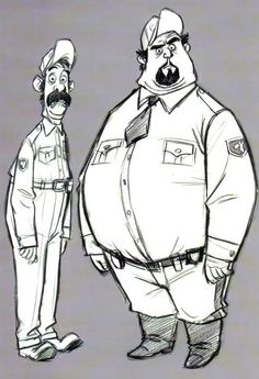 two cartoon characters are standing next to each other, one is wearing an apron and the other has a mustache