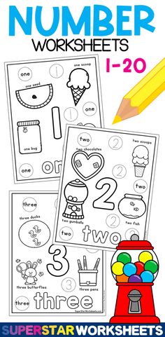 the number worksheets for numbers 1 - 20