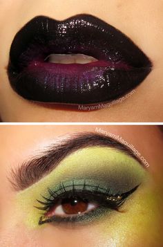 How-to and products: http://www.maryammaquillage.com/2012/10/the-modern-witchy.html Crazy Products, Witch Inspiration, Witches Night Out, Makeup Lips, Black Lips, Halloween Costumes Makeup, Trendy Makeup