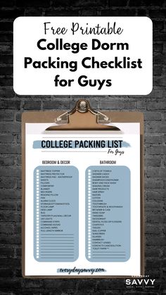 College Dorm Packing Checklist for Guys College Dorm Guys, Dorm Essentials List For Guys, Best College Dorms, Dorm Packing, Comfy Bedding, Dorm Checklist