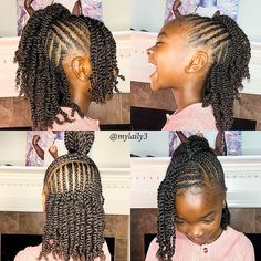 40 Lovely Natural Hairstyles for School Girls! - Coils and Glory Cornrows With Twists, Natural Hairstyles For School, Twist Hairstyle Kids, Kids Cornrow Hairstyles Natural Hair, Cornrow Hairstyles For School, Cute Cornrows, Kids Cornrow Hairstyles, Kids Style Hair, Lil Girl Hairstyles