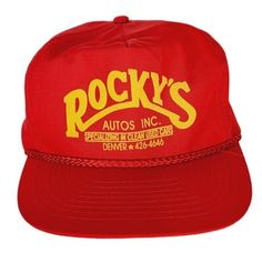 Vintage 80s Nissin Red "Rocky's Autos Inc Specializing In Clean Used Cars Denver" Mechanic Shop Hat, Rope, Flat Bill, Trucker Hat, New Never Used, Nos, *Please Note Colors May Vary On Different Devices. *All Items Are Videotaped Prior To Being Shipped For Quality Assurance. Keywords: Vintage, 80s, Bold, Colorful, Bright, Streetwear, Street Fashion, Trendy, Mechanic, Dadcore, Grandpacore, Grandpa, Trailerparkcore, Nos, Deadstock, Nwot, Braided Rope, Flat Bill, Trucker Hat, Autos, Cars, Racing, Ra Bright Streetwear, Mechanic Shop, Cars Racing, Vintage Trucker Hats, Braided Rope, Red Hat, Vintage Racing, Red Hats, Vintage Yellow