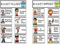 the bucket fillers worksheet is shown with pictures and words to describe what they are