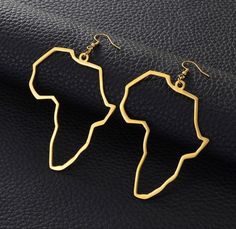 Gorgeous Stainless stell gold map of africa earrjngs Africa Earrings, Mama Africa, African Map, African Earrings, Africa Map, Golden Earrings, Ethnic Earrings, African Jewelry, Large Hoop Earrings