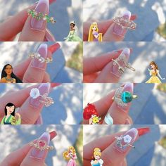 Princess Rings Disney, Disney Princess Crown Rings, Disney Rings Princess, Disney Princess Rings, Princess Rings, Disney Princess Jewelry, Body Jewelry Diy, Disney Rings, Disney Princess Fan Art