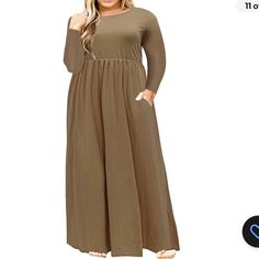 Nemidor Women Long Sleeve Loose Plain Casual Plus Size Long Maxi Dress With Pock Maxi Dress With Pockets, Split Maxi Dress, Tie Dye Dress, Dyed Dress, Maxi Dress Green, Maxi Dresses Casual, Long Sleeve Maxi, Long Maxi, Dress With Pockets