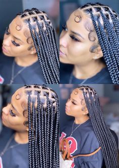 Neat Knotless braids Knotless Braids Hairstyles For Sports, Braided Hairstyles Not Less, Square Knotless Braids, Fresh Knotless Braids, Knotless Braids Hairstyles Edges, Few Knotless Braids, Medium Knotless Braids With Designs, All Black Knotless Braids, Box Braids Knotless Medium