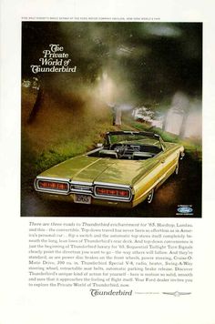 an advertisement for the new chrysler thunderbird convertible car