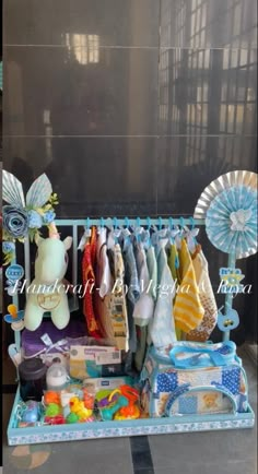 an assortment of baby items on display in a store