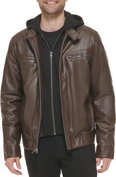 "Elevate your wardrobe with Calvin Klein's Faux Leather Moto Jacket from Amazon. Versatile style for leather, puffer, and hoodie outfits. Features a removable hood and bib. Make a statement in iconic fashion! #CalvinKlein #LeatherJacket #AmazonFashion" Massimo Dutti Leather Jacket, Ck Logo, Faux Leather Moto Jacket, Moto Style, Leather Moto, Leather Outfit