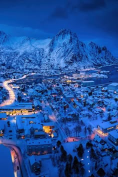 Snow and winter scene in Svolvaer, Norway Norway Islands, Northern Norway, Blue Winter, Norway Aesthetic Winter, Norway At Christmas, Norway Northern Lights, Norway Beautiful Places, Svolvaer Norway, Tromso Norway Northern Lights