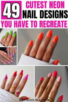 Are you into the trend of neon nails? We've been obsessed over these neon nail designs and these vibrant neon nail colors for summer. Thus, we've got you everything from neon nail ideas summer, neon nail inspo, neon nail designs, neon nail ideas bright colors, short neon nails, pink neon nails design, green neon nails design, neon nail ideas, bright neon nail designs, and so much more. Green Neon Nails Design, Nail Ideas Bright Colors, Nails Design Neon, Neon Nail Ideas Bright Colors, Green Neon Nails, Short Neon Nails, Reverse French Nails, Neon Nail Colors, Lime Nails