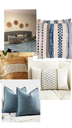 four different pillows in various colors and sizes