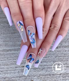 Purple Acrylic Nails, Simple Acrylic Nails, Coffin Shape Nails, Ballerina Nails