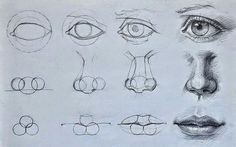 a pencil drawing of different types of eyes and nose, with the words'how to draw