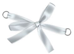 a white ribbon tied in a bow on top of a white background with clippings