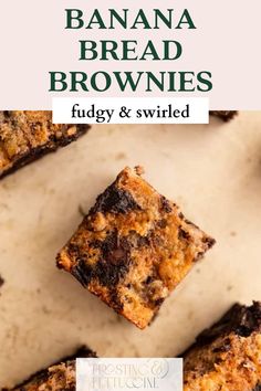 banana bread brownies with fudge and swirled on top