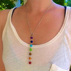 7 Chakra Alignment Necklace Chakra Crystals Necklaces, Chakra Jewelry Necklaces Healing Crystals, Cheap Spiritual Beaded Necklaces, Cheap Spiritual Beaded Necklace, Chakra Jewelry Stone, Chakra Necklace Tutorial, Trending Homemade Jewelry, Chakras Necklaces, 7 Chakra Stones