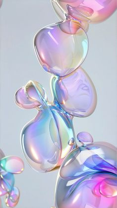 an abstract image of soap bubbles floating in the air, with pastel colors on them