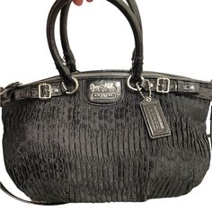 Coach Madison Sophia Gathered Satchel With Strap, Silver Hardware Excellent Condition Bags Coach, Silver Hardware, Coach Bags, Satchel, Bag Lady, Silver, Women Shopping, Color, Black