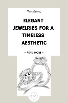 Elegant jewelry advertisement with text "Elegance for a timeless aesthetic" featuring a sparkling diamond ring. Creative Jewelry Packaging, Jewellery Photography Inspiration