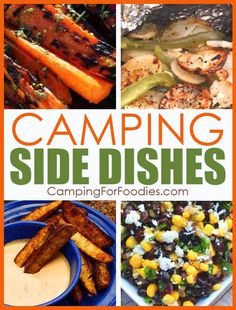 camping side dishes collage with text overlay