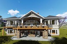 this is an artist's rendering of a house in the country side with large balconies