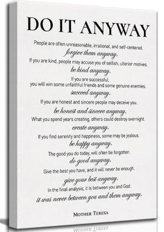 PRICES MAY VARY. Black and White Canvas Wall Art Size: The painting size is 12x16in accessories included, sturdy wooden frame ready to hang .put the right décor on the wall and any living space can be transformed from ordinary to unique and personal Canvas Inspirational Office Wall Art : This sentence is full of positive energy. hang it in your home or office to inspire endless inspiration. this great decorative painting is the creator of a positive atmosphere in life Motivational Quotes Wall De Quotes Framed Decor Wall Art Office, Wall Affirmations Home Decor, Affirmation Decor Wall Art, Framed Motivational Quotes Wall Art, Framed Affirmations Wall Art, Office Canvas, Typed Quotes, Business Friends, Do It Anyway