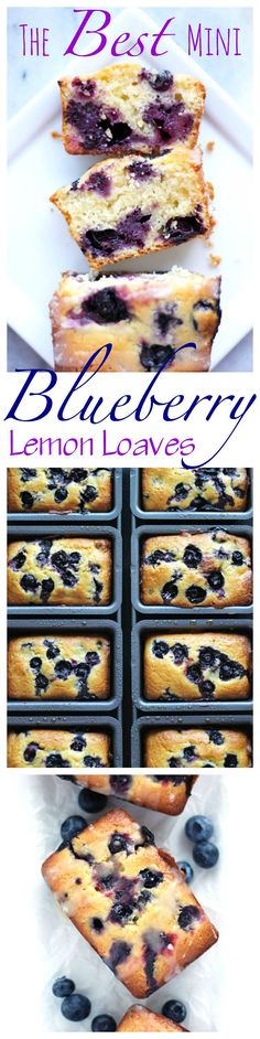 blueberry lemon loaves are stacked on top of each other