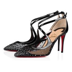 NIB Christian Louboutin Twistissima Strass 85 Black Patent Mesh Strap Heel Pump 36.5 ********** Christian Louboutin ********** Brand: Christian Louboutin Size: 36.5 (know your Louboutin size)  Name: Twistissima Color: Version Hematite Style: Pointed Toe Pump Style#: 1180531 Material: Patent Leather Pointed front toe Standing on a 85mm heel Criss cross front strap Black patent leather material Strass hematite crystal cap toe Rete mesh side panels Adjustable ankle strap Thin back heel Classic red Mesh Heels, Lace Heels, Christian Louboutin Women, Womens Shoes High Heels, Patent Leather Pumps