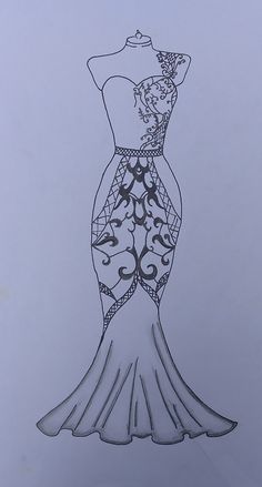 a drawing of a dress on a mannequin