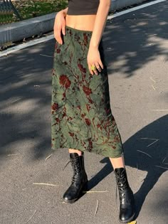 Material: Polyester, Spandex Elasticity: Non Stretch Length: Mid-Calf Rok Outfit, Mid Calf Skirt, Estilo Hippy, Estilo Hippie, Wrap Around Skirt, Knit Midi Skirt, Printed Midi Skirt, Floral Midi Skirt, Midi Skirts