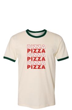 Introducing our Pizza Pizza Vintage Unisex Ringer Tee. Say hello to the perfect blend of vintage charm and mouthwatering pizza love. Crafted with utmost care and nostalgia in mind, this tee is more than just a fashion statement; it's a slice of the good old days served hot and fresh! Made for the pizza aficionados and retro enthusiasts alike, this tee isn't just about style; it's about making a statement. Whether you're hitting the streets, chilling with friends, or lounging at home, let your wardrobe do the talking with our Retro Ringer Tee. It's the perfect blend of nostalgia, comfort, and deliciousness – just like your favorite slice. So, why settle for ordinary when you can have extraordinary? Grab your slice of retro perfection today and let the world know: Pizza never goes out of sty Pizza Tee Shirt, Pizza Tee, Pizza Ideas, Chef Shirts, Pizza Pizza, Good Old Days, Old Days, Ringer Tee, The Good Old Days