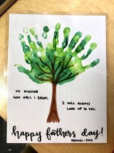 a father's day card with a tree painted on it