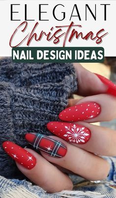 Fake Nails Designs, Elegant Nail Designs, Christmas Nails Easy, Nails Christmas, Nails Red, Winter Nail Designs, Festival Nails, New Year's Nails, Christmas Nail Designs