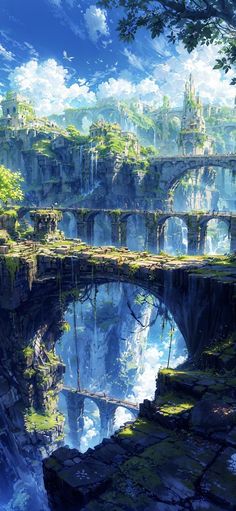 a bridge over a river surrounded by lush green trees