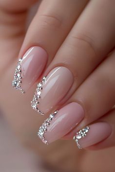 Bride Nails Long, White Pearl Nails, Wedding Acrylic Nails, Bridal Nails Designs, Nails For Bride