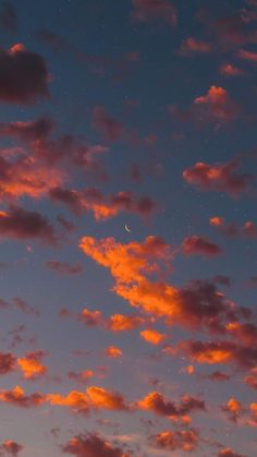 Crescent Moon, At Night, Crescent, The Sky, Moon, Stars, Pink