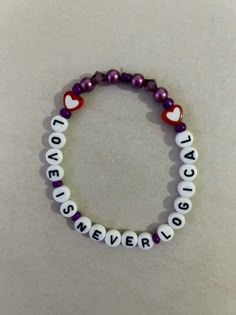 Olivia Rodrigo’s lyric “Love is never logical” inspired beaded bracelet. Crafts To Do When Your Bored, Diy Beaded Bracelets, Kandi Bracelets, Pony Beads, Bracelet Crafts, Polymer Clay Beads, Clay Beads, Concert Outfit