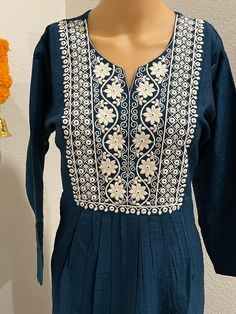 Dress measurements : Dress length 42,bust40,dress size 44 Muslin kurti wear for all simple party wear and all occasions Blue shade Material : muslin Condition:Brand new Care instructions: cold water hand wash or dry clean , don't do tumble dryer For any questions please message +1669-600-9394 Chunni:no Palazzo:no Occasion:party wear and all occasions For any questions please message +1669-600-9394 Care :dry wash only ,handwash coldwater,no dryer Style: Indian dress Dress color: shown image The o Black Velvet Blouse Design, Simple Party Wear, Velvet Blouse Design, Kurti Tops, Beautiful Kurti, Black Velvet Blouse, Kurti Top, Ethnic Dresses, Velvet Blouse