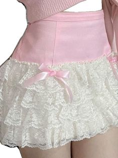 Cute White Ruffled Mini Skirt, Cute Pleated Mini Skirt, Cute Fitted Mini Skirt With Ruffles, Feminine Tiered Skirt With Lace Patchwork, Cute Fitted Mini Skirt, Feminine Lace Skirt Bottoms, Cute Ruffled Skirt, Cute High-waisted Ruffled Skirt, Cute Ruffled Mini Skirt