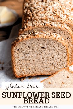 the gluten free sunflower seed bread is sliced and ready to be eaten