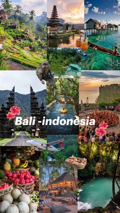 bali - indonesia collage with photos and captions about the country's tourism